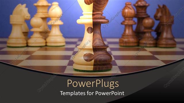  Presentation with chess - Cream and brown colored chess pieces on a chess board