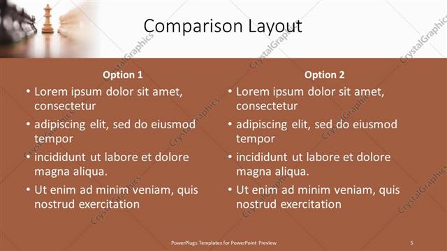 Comparison presentation slide layout