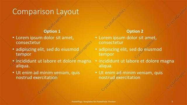 Comparison presentation slide layout