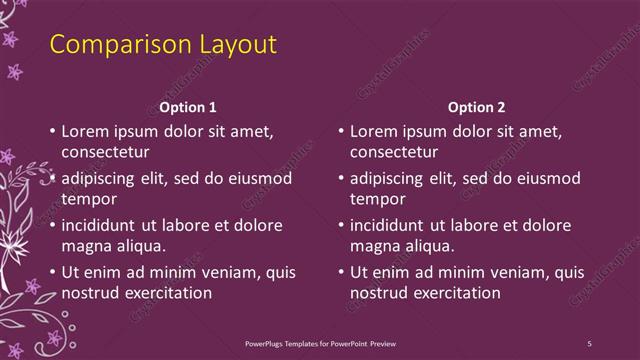 Comparison presentation slide layout