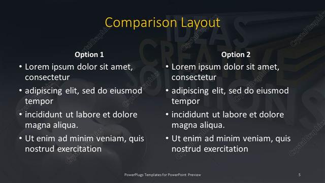 Comparison presentation slide layout