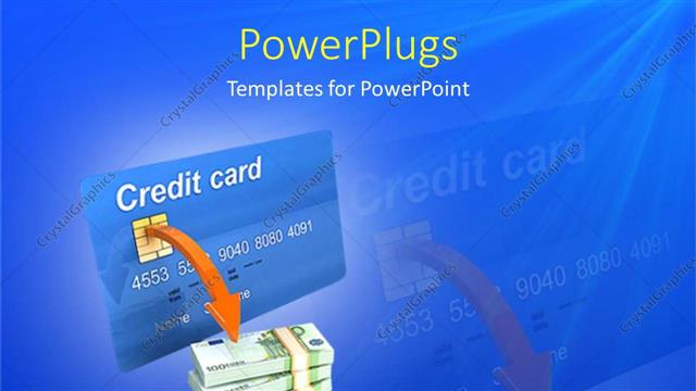  Presentation with chip - Credit card with arrow from integrated chip pointing to stacks of dollar