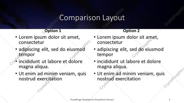 Comparison presentation slide layout