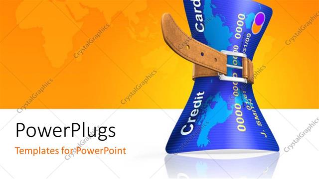  Presentation with crisis - A credit card being squeezed with yellowish background