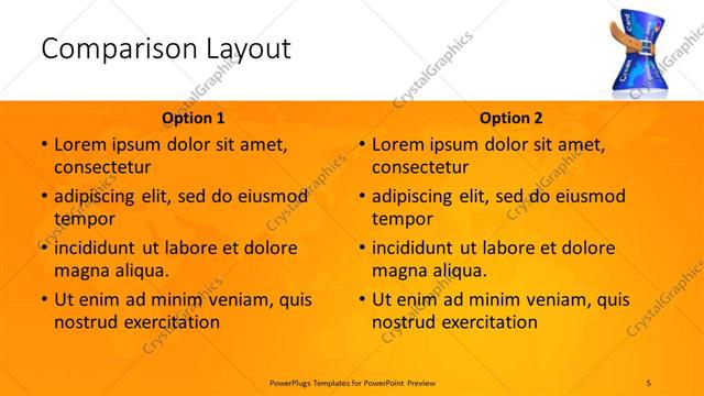 Comparison presentation slide layout