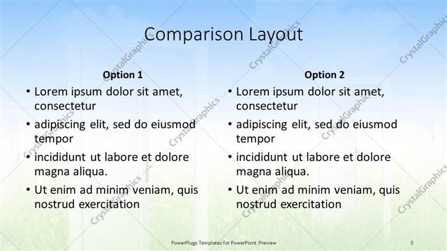Comparison presentation slide layout