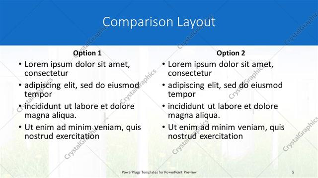 Comparison presentation slide layout