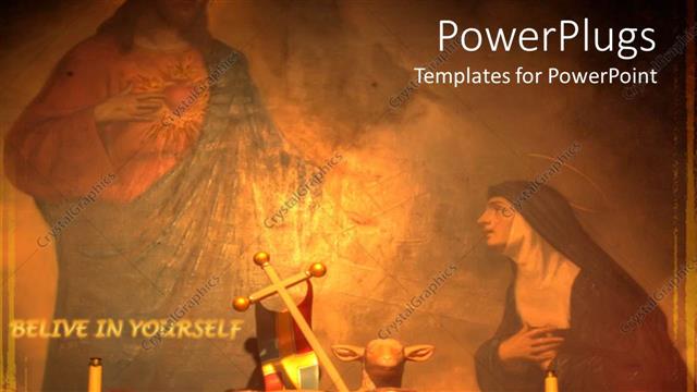  Presentation with jesus lamb - A cross with lots of lit candles and a lamb