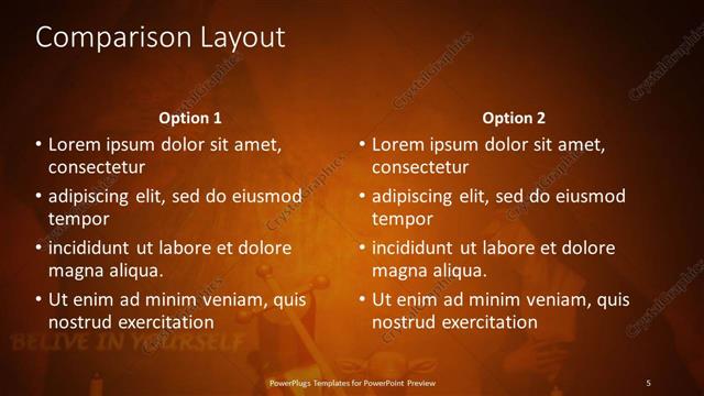 Comparison presentation slide layout