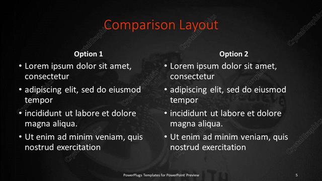 Comparison presentation slide layout