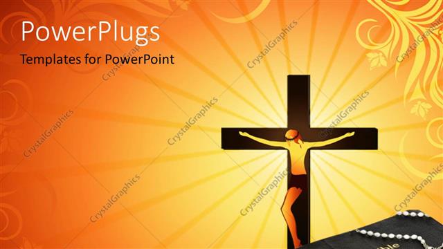  Presentation with rosary - A cross with a rosary on a Holy Bible