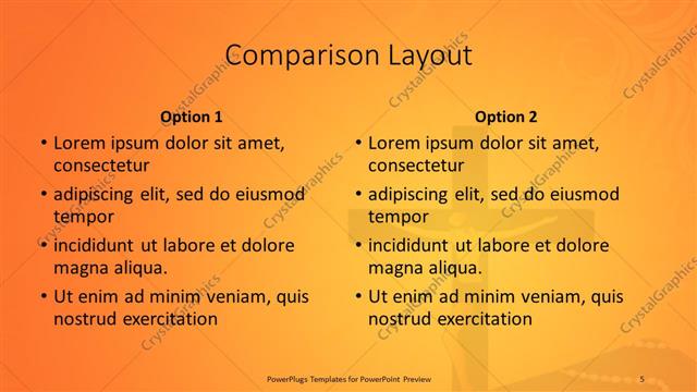 Comparison presentation slide layout