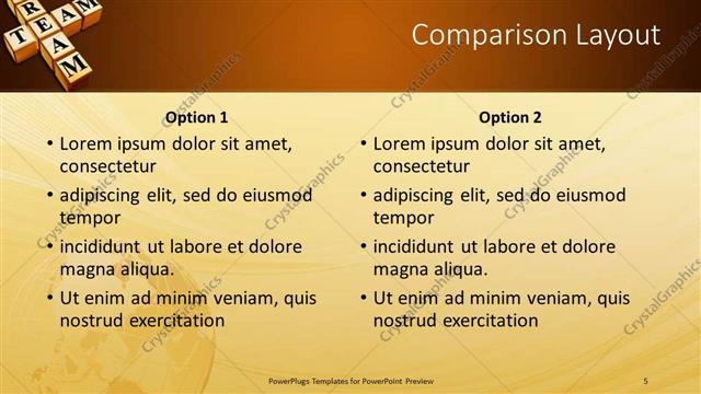 Comparison presentation slide layout