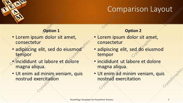 Comparison presentation slide layout