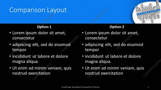 Comparison presentation slide layout