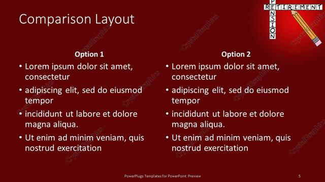 Comparison presentation slide layout