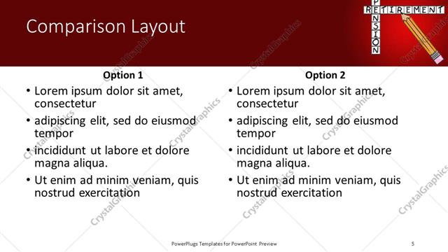 Comparison presentation slide layout