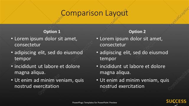 Comparison presentation slide layout