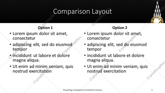 Comparison presentation slide layout