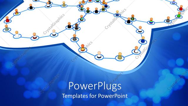  Presentation with networking - Crowd of small figures connected by lines arranged in flower shape with five petals