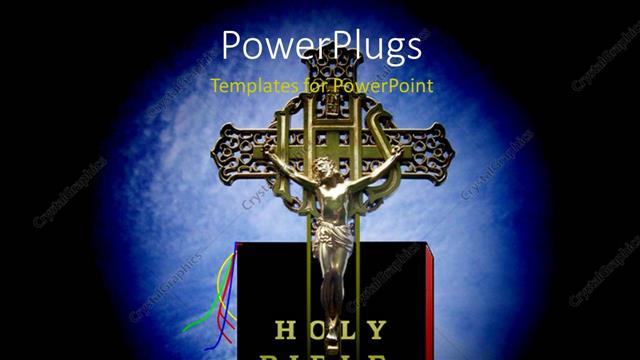  Presentation with crucifix - Crucifix with Christ nailed to cross on the Holy Bible