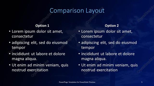 Comparison presentation slide layout