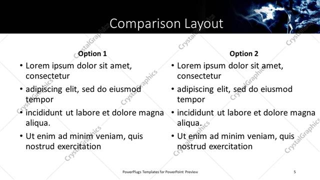 Comparison presentation slide layout