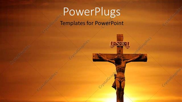  Presentation with crucifixion - The crucifixion of Jesus with a sunset in the background