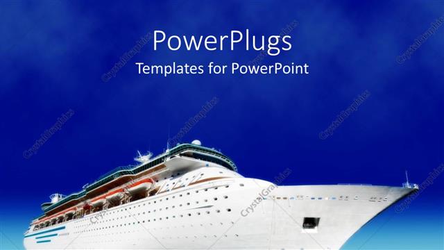  Presentation with transportation - Cruise ship on sea water with blue sky in the background