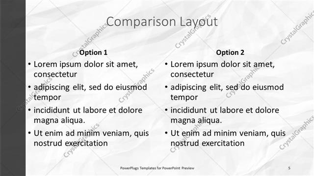 Comparison presentation slide layout