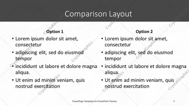 Comparison presentation slide layout