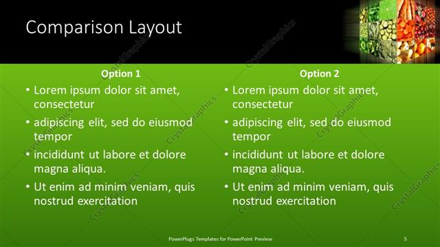 Comparison presentation slide layout