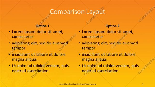 Comparison presentation slide layout