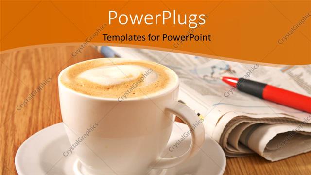  Presentation with coffe - A cup of coffe with a newspaper in the background