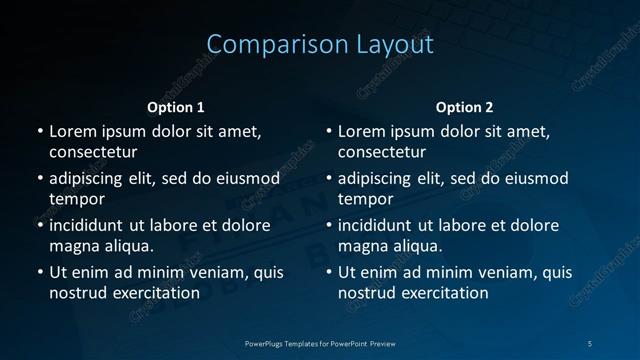Comparison presentation slide layout