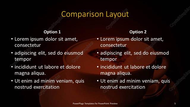 Comparison presentation slide layout