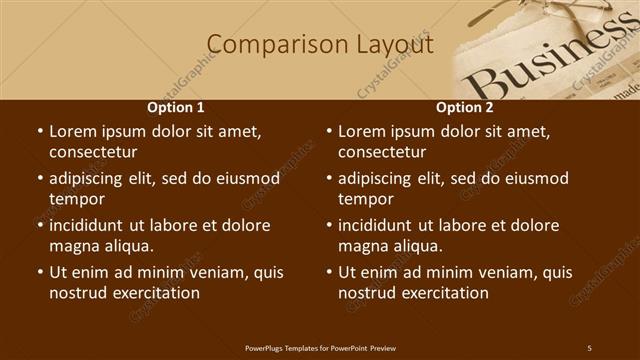 Comparison presentation slide layout