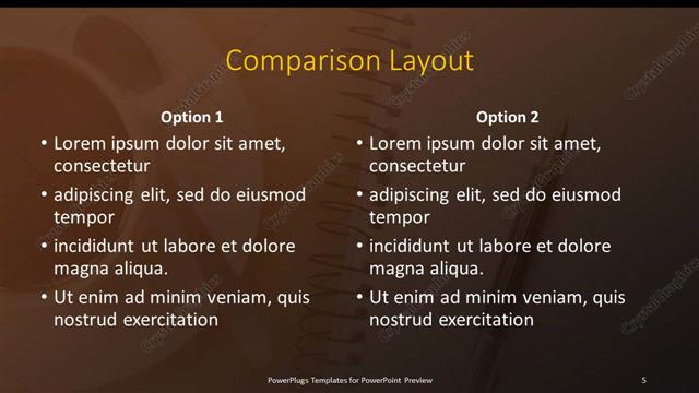 Comparison presentation slide layout