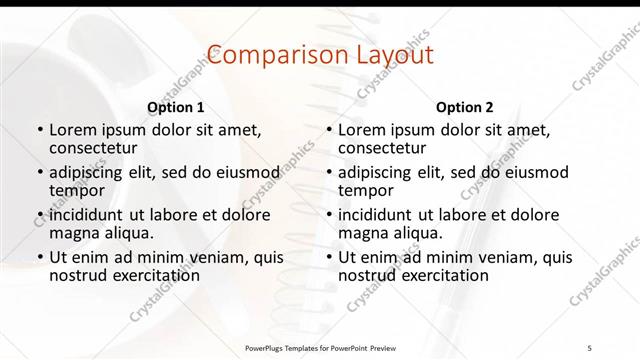 Comparison presentation slide layout