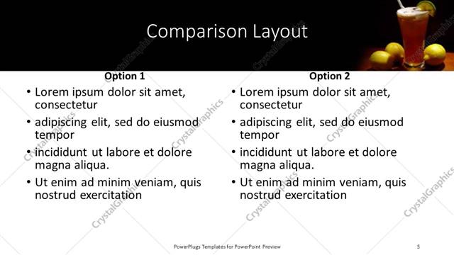 Comparison presentation slide layout