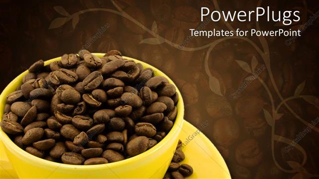  Presentation with beans - A cup full of coffee beans with floral background