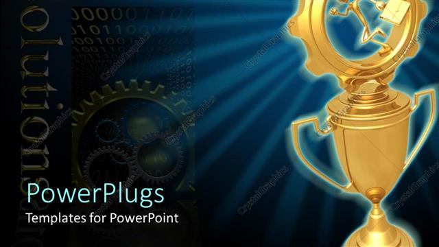  Presentation with winner cup - A cup with a gear on top