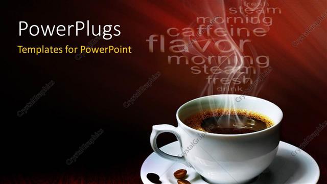  Presentation with cup coffee - A cup of hot coffee with reddish background