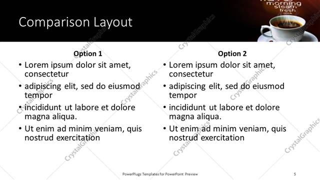 Comparison presentation slide layout