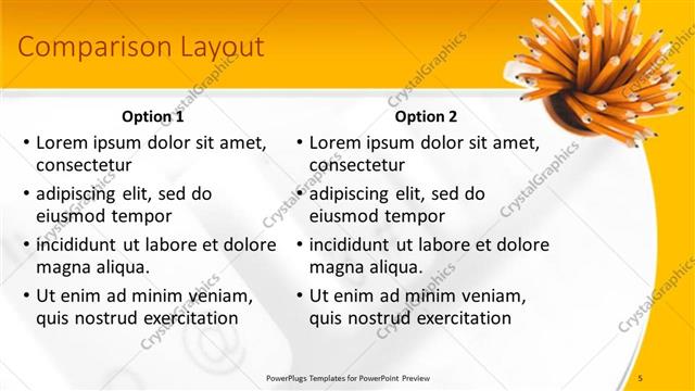 Comparison presentation slide layout