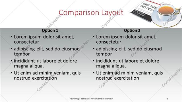Comparison presentation slide layout