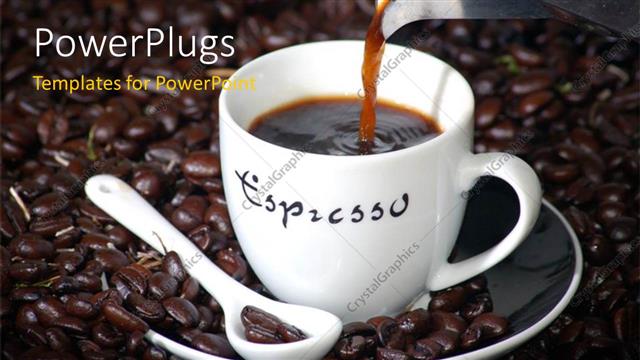  Presentation with tea cup - A cup of tea with a number of coffee beans