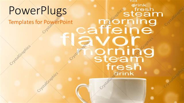  Presentation with tea coffee - A cup of tea with a number of words and coffee beans