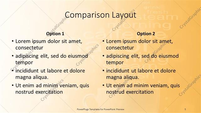Comparison presentation slide layout