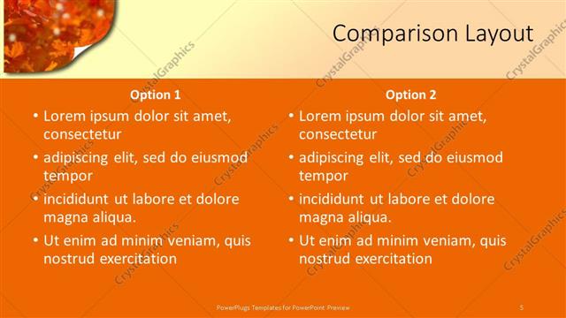 Comparison presentation slide layout